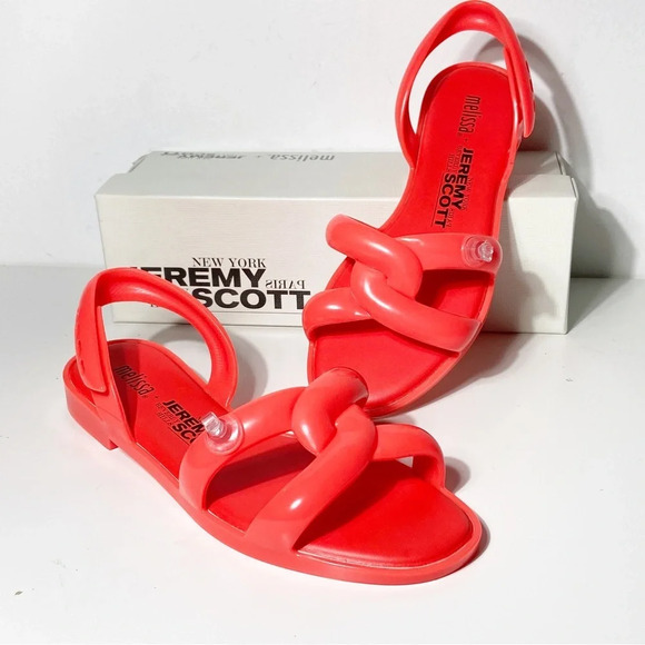 Jeremy Scott Shoes - NWT Melissa + Jeremy Scott Tube Flat Sandals in Neon Orange size 7